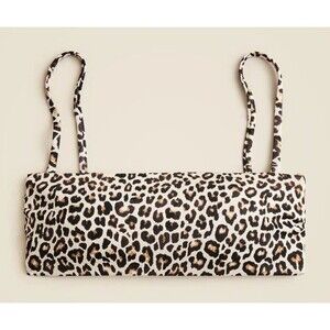 Women J.Crew Classic Sculpt Leopard Bandeau Bikini Top XXL NWT